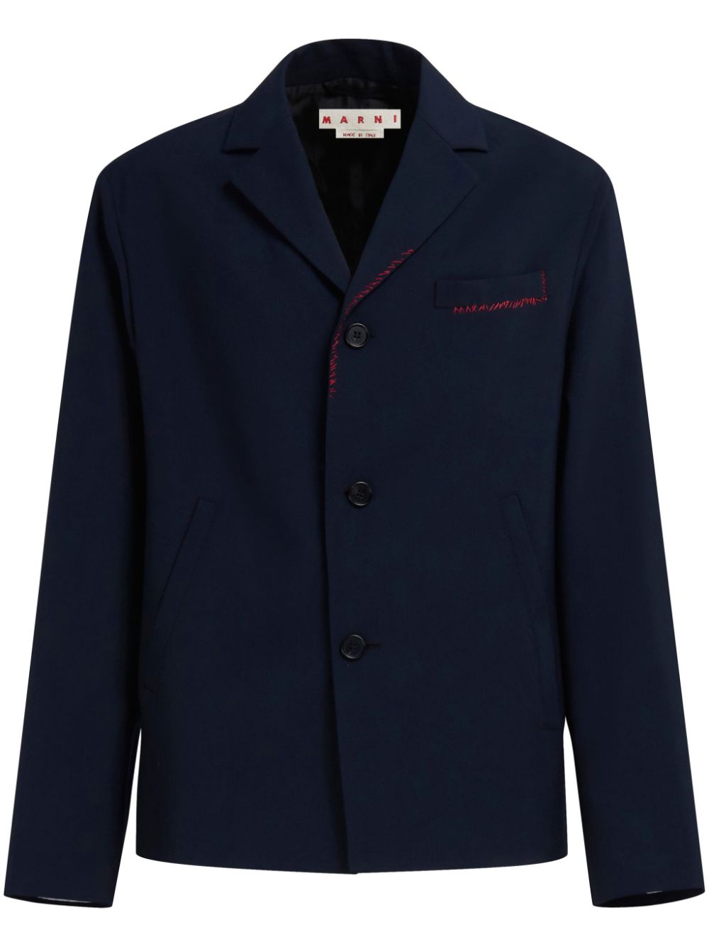 Marni contrast-stitch wool blazer - Blue von Marni