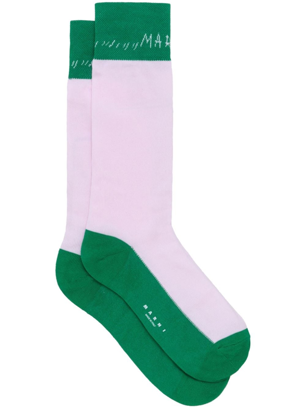 Marni contrast-trim intarsia-knit logo socks - Green von Marni