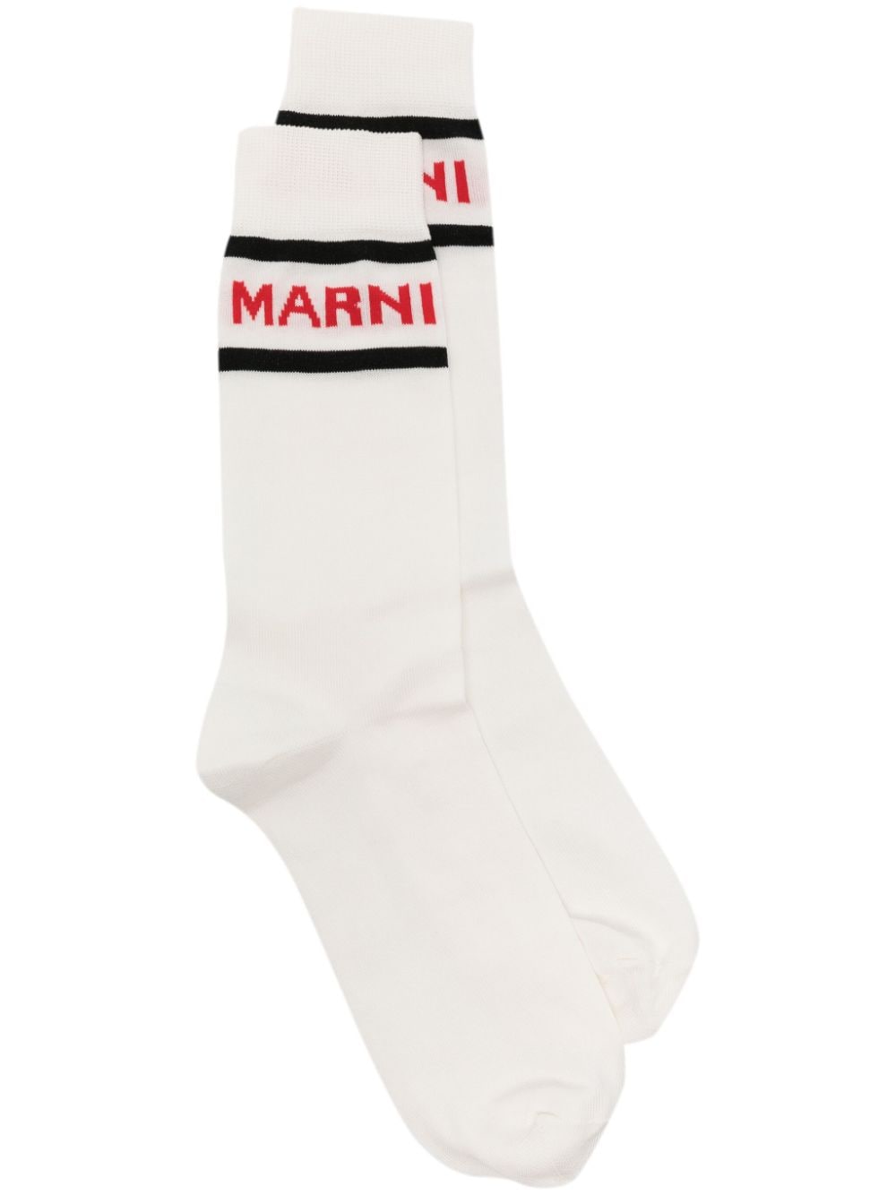 Marni contrast-trim intarsia-knit logo socks - White von Marni