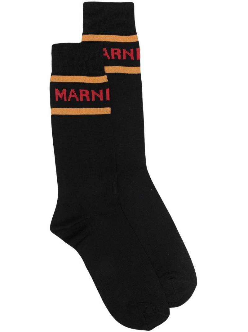 Marni contrast-trim logo socks - Black von Marni