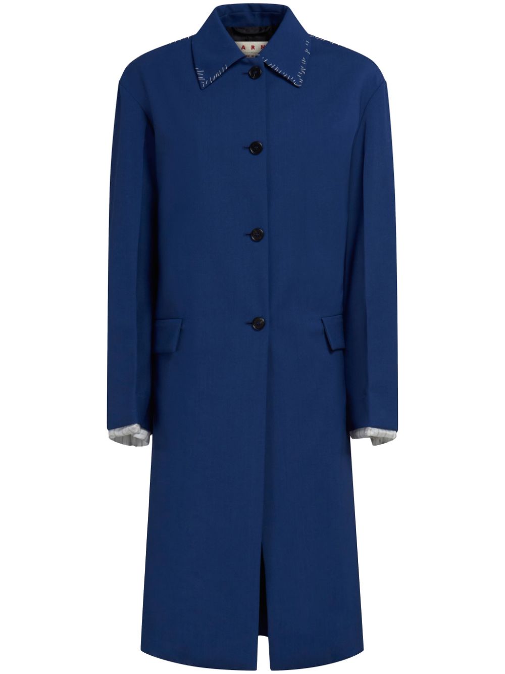 Marni contrasting-stitch single-breasted coat - Blue von Marni