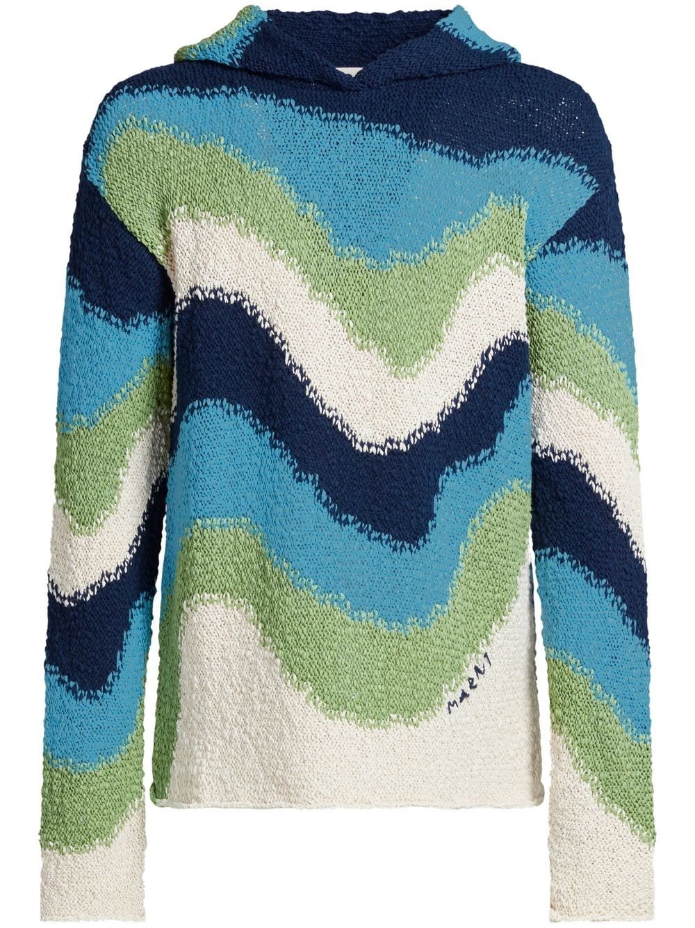 Marni crochet-knit long-sleeve hoodie - Blue von Marni