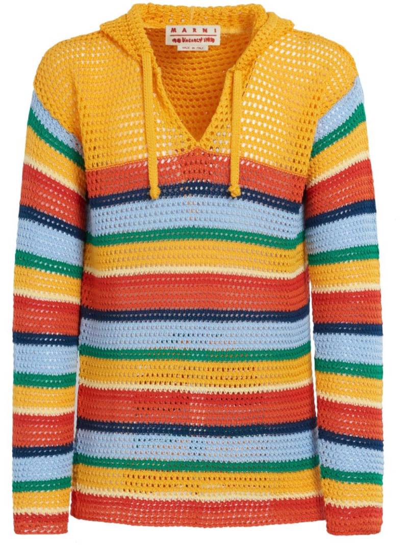 Marni crochet-knit striped hoodie - Orange von Marni