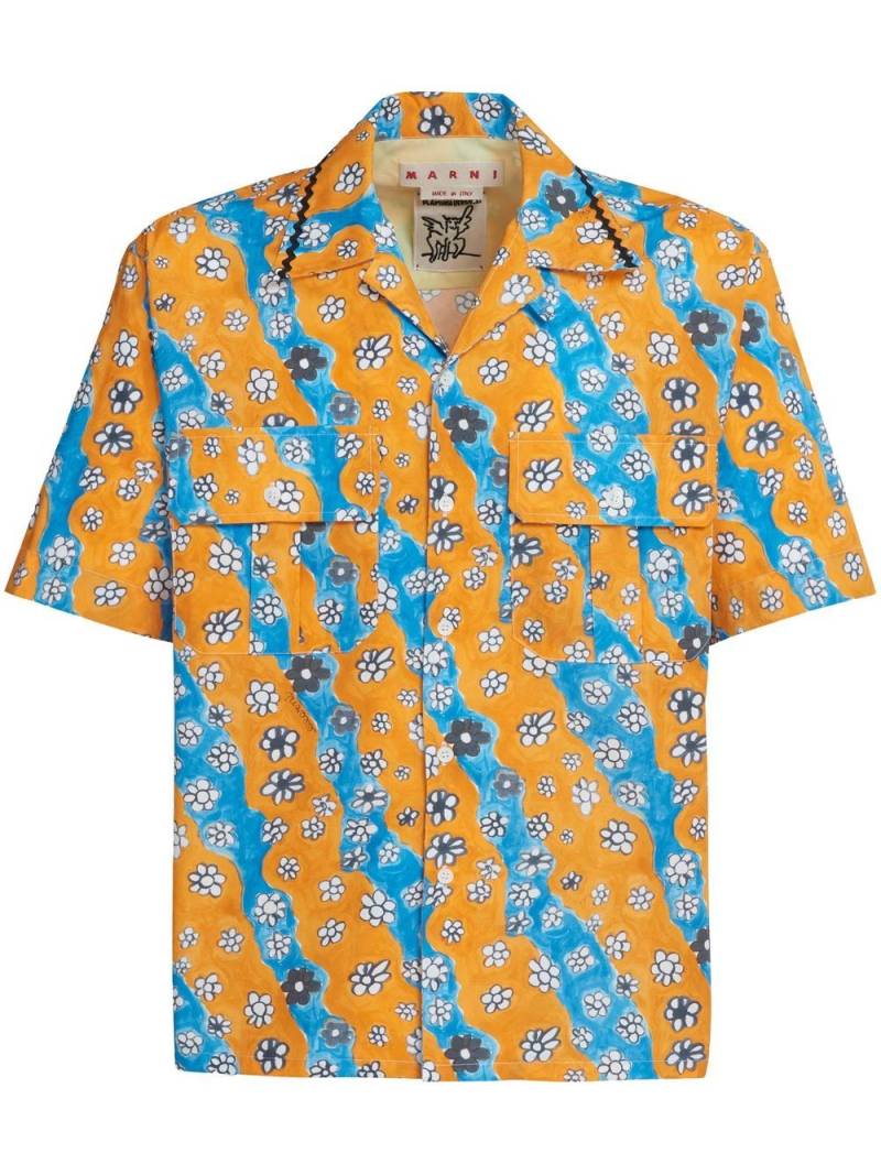 Marni daisy-print patch-pocket shirt - Orange von Marni