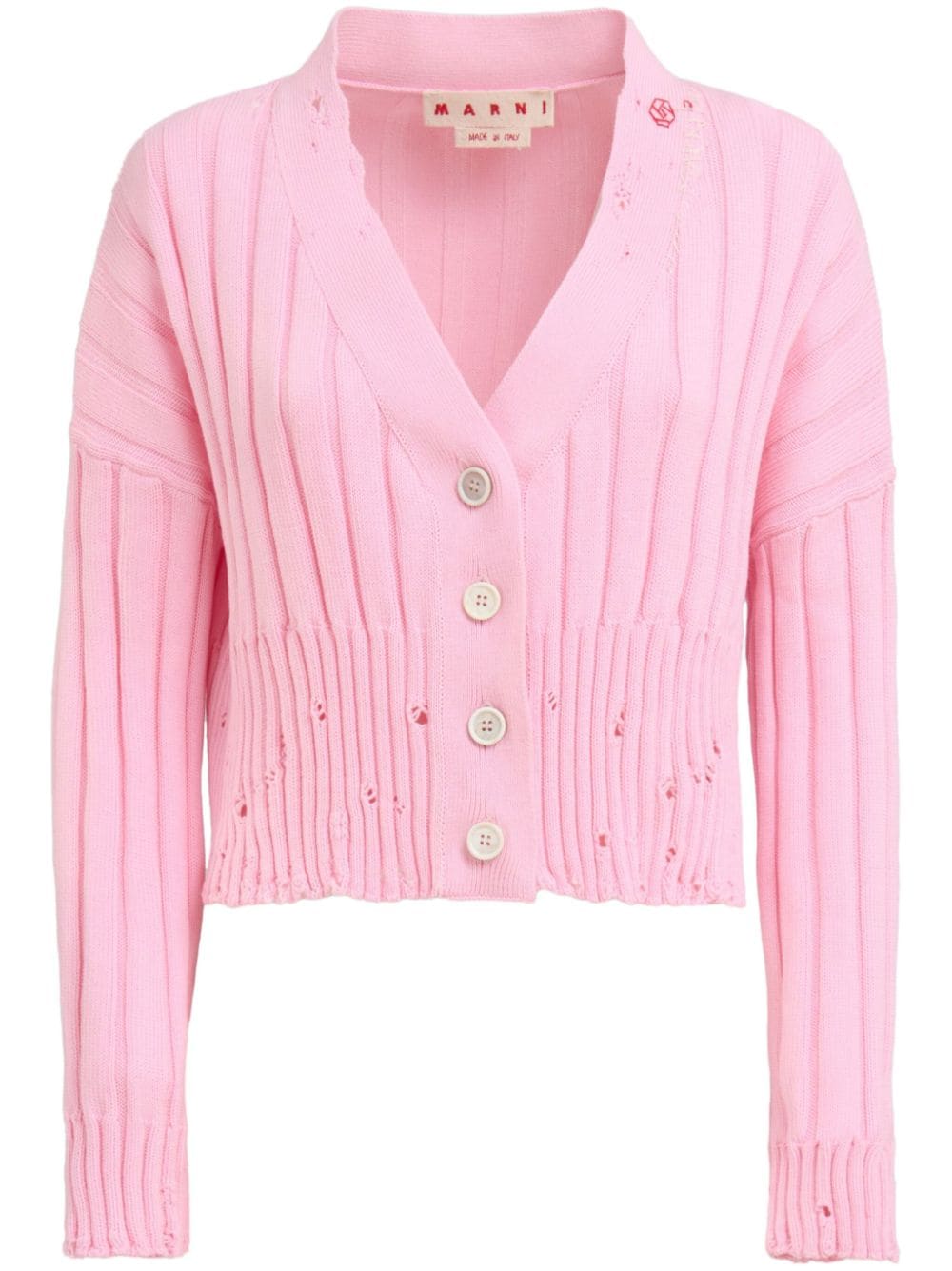 Marni distressed cropped cotton cardigan - Pink von Marni