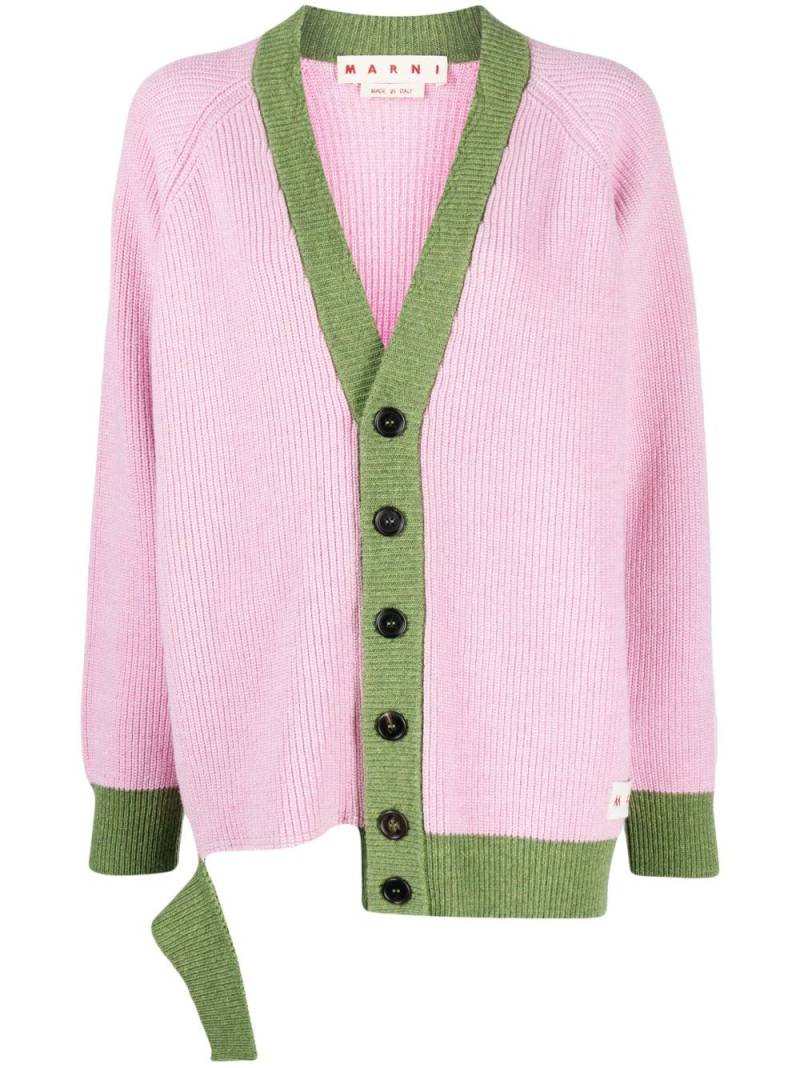 Marni distressed-finish V-neck cardigan - Pink von Marni