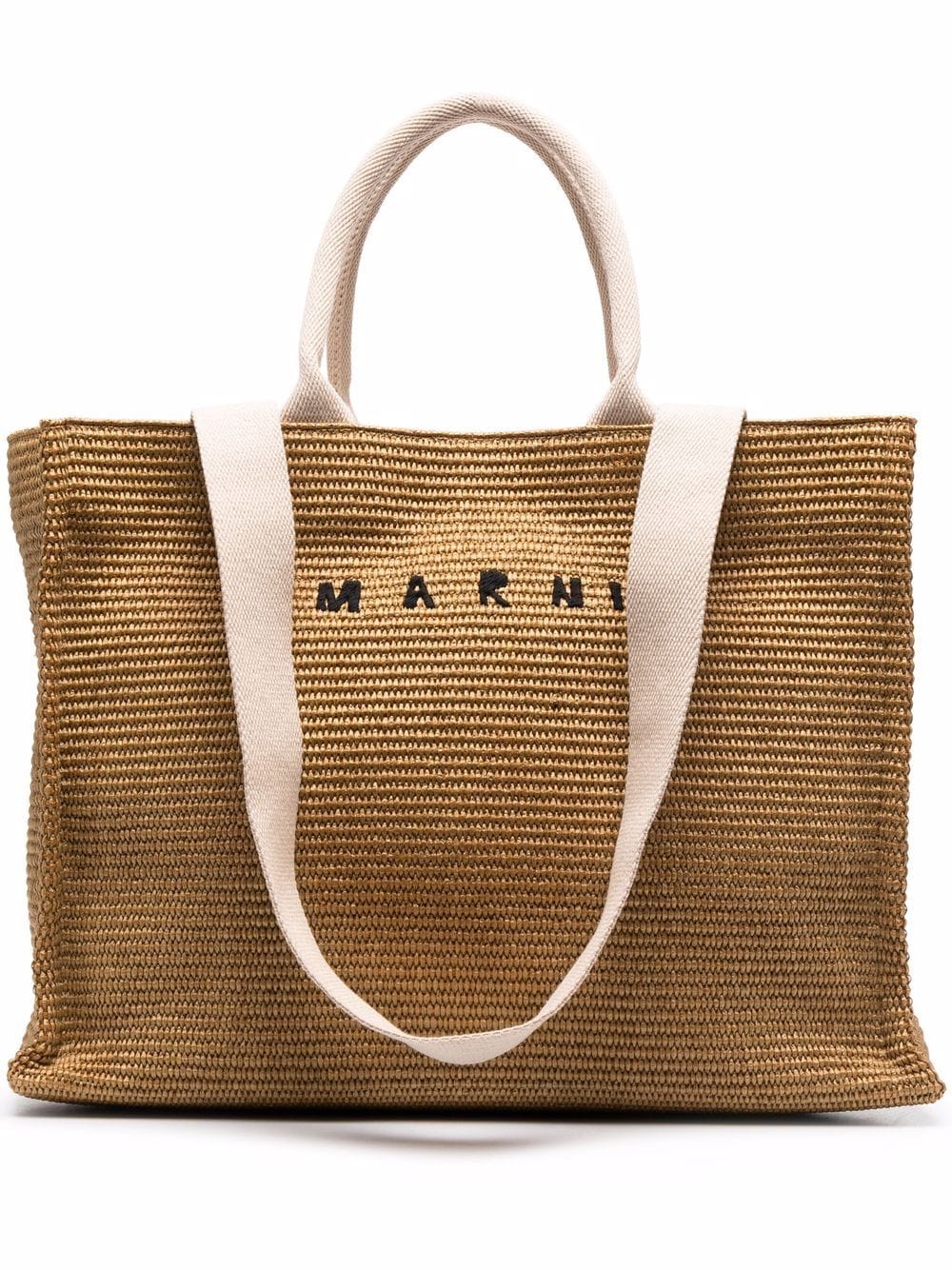 Marni logo-lettering raffia tote bag - Neutrals von Marni