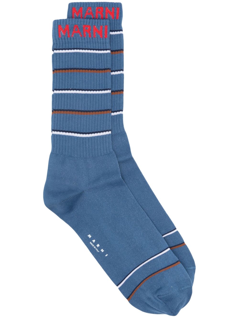 Marni embroidered-logo cotton socks - Blue von Marni