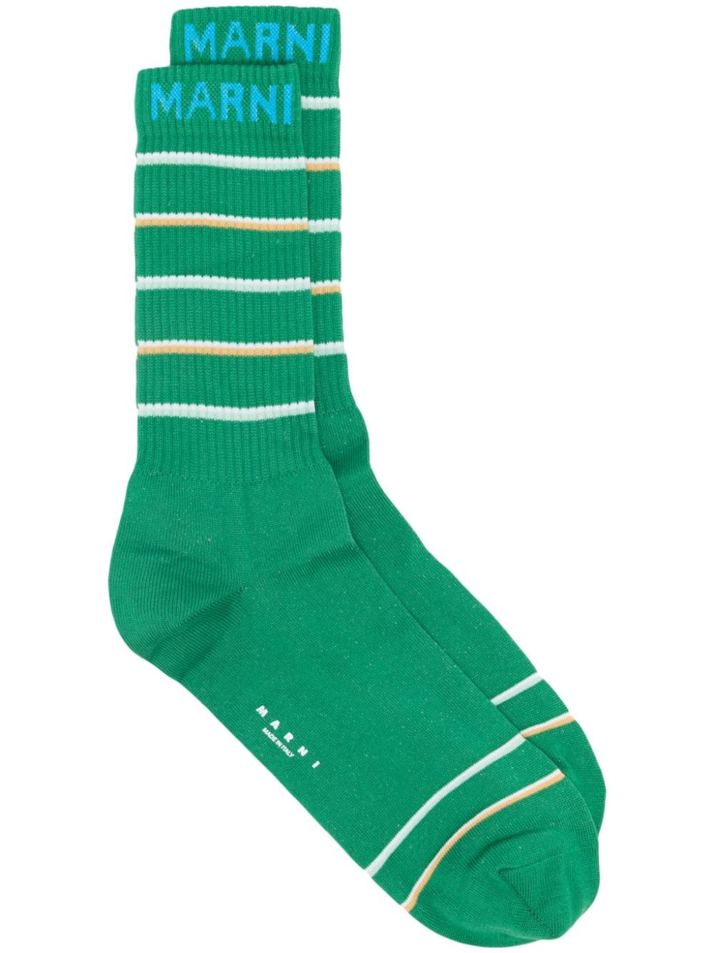 Marni embroidered-logo cotton socks - Green von Marni