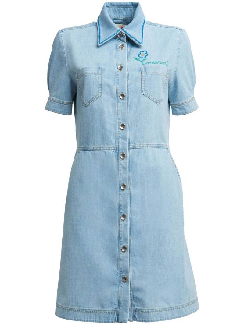 Marni embroidered-logo denim dress - Blue von Marni