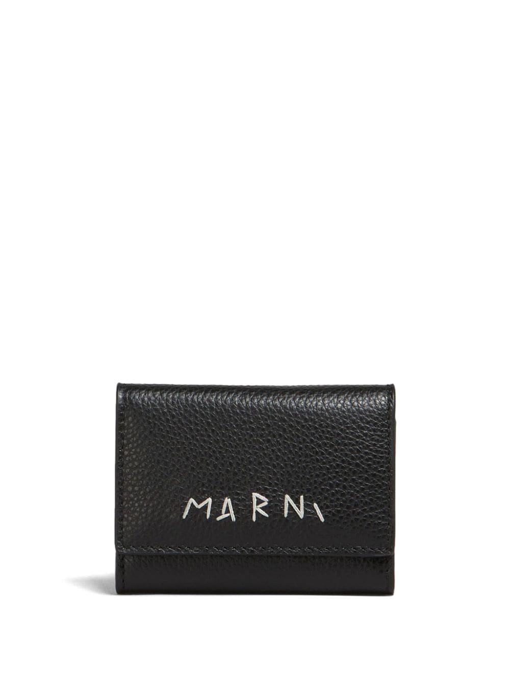 Marni embroidered-logo leather key case - Black von Marni