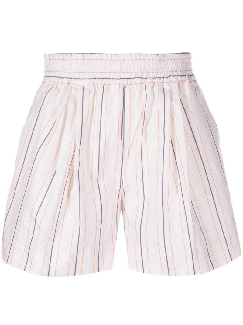 Marni embroidered-logo striped poplin shorts - Neutrals von Marni