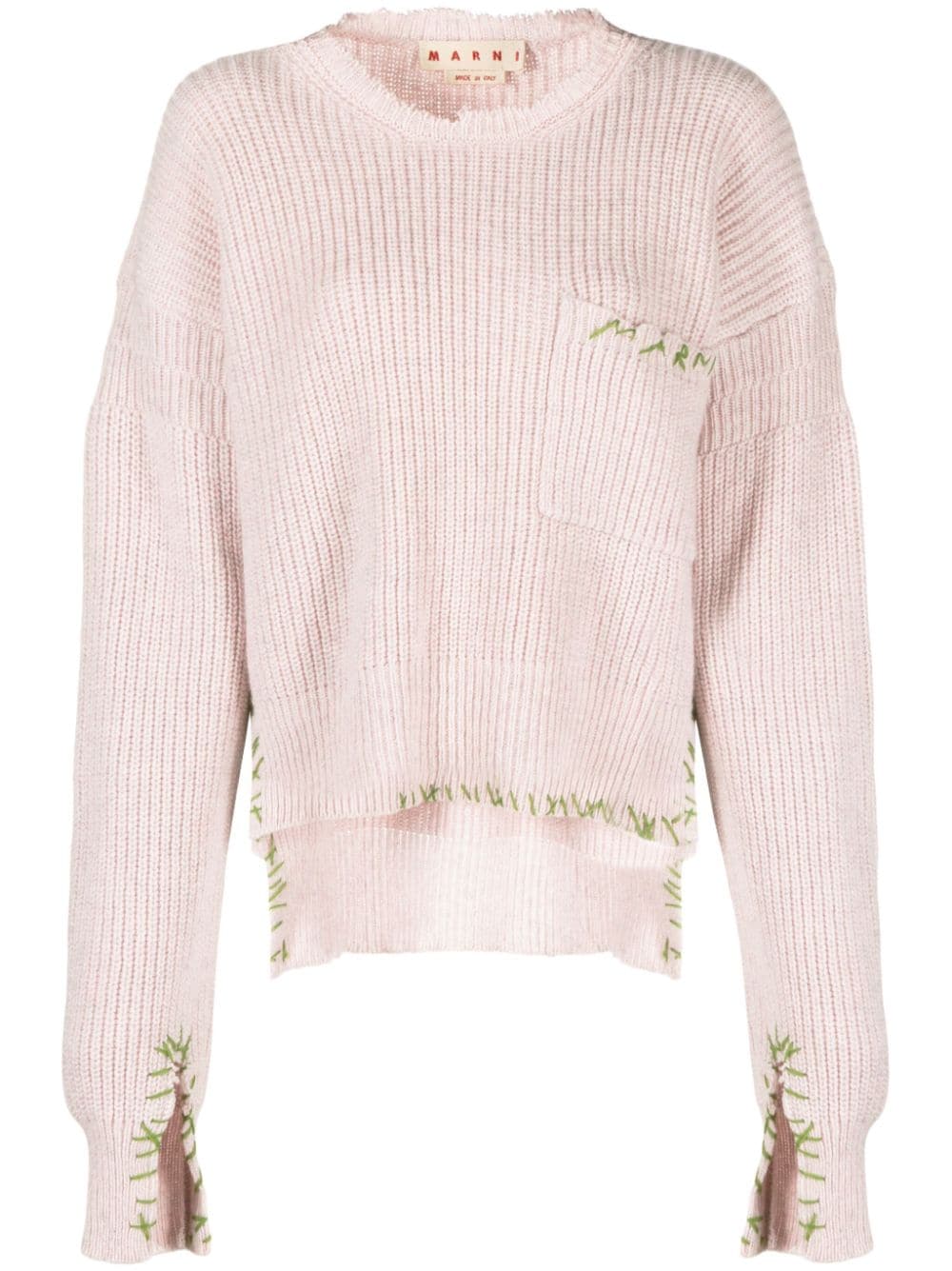 Marni embroidered-logo virgin-wool jumper - Pink von Marni