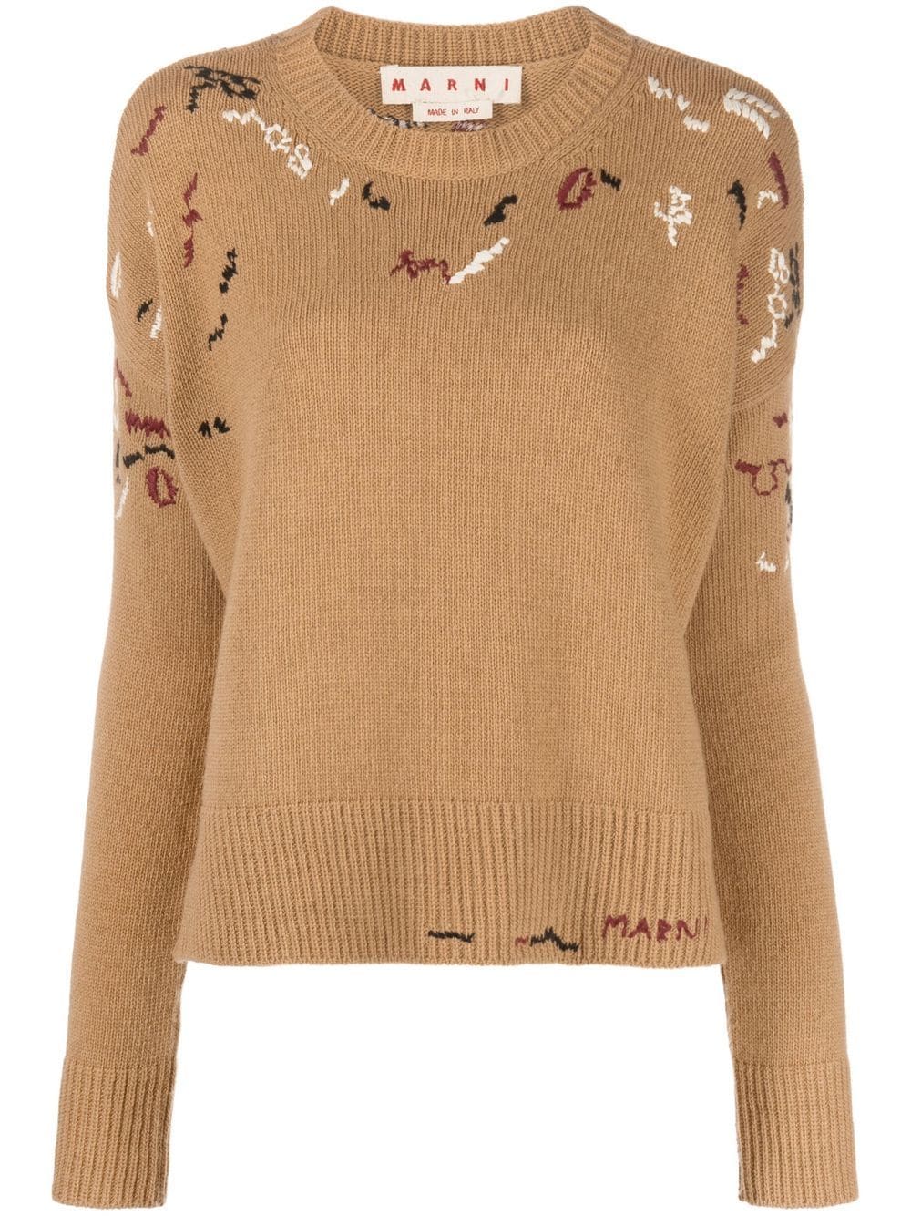 Marni embroidered round neck jumper - Brown von Marni