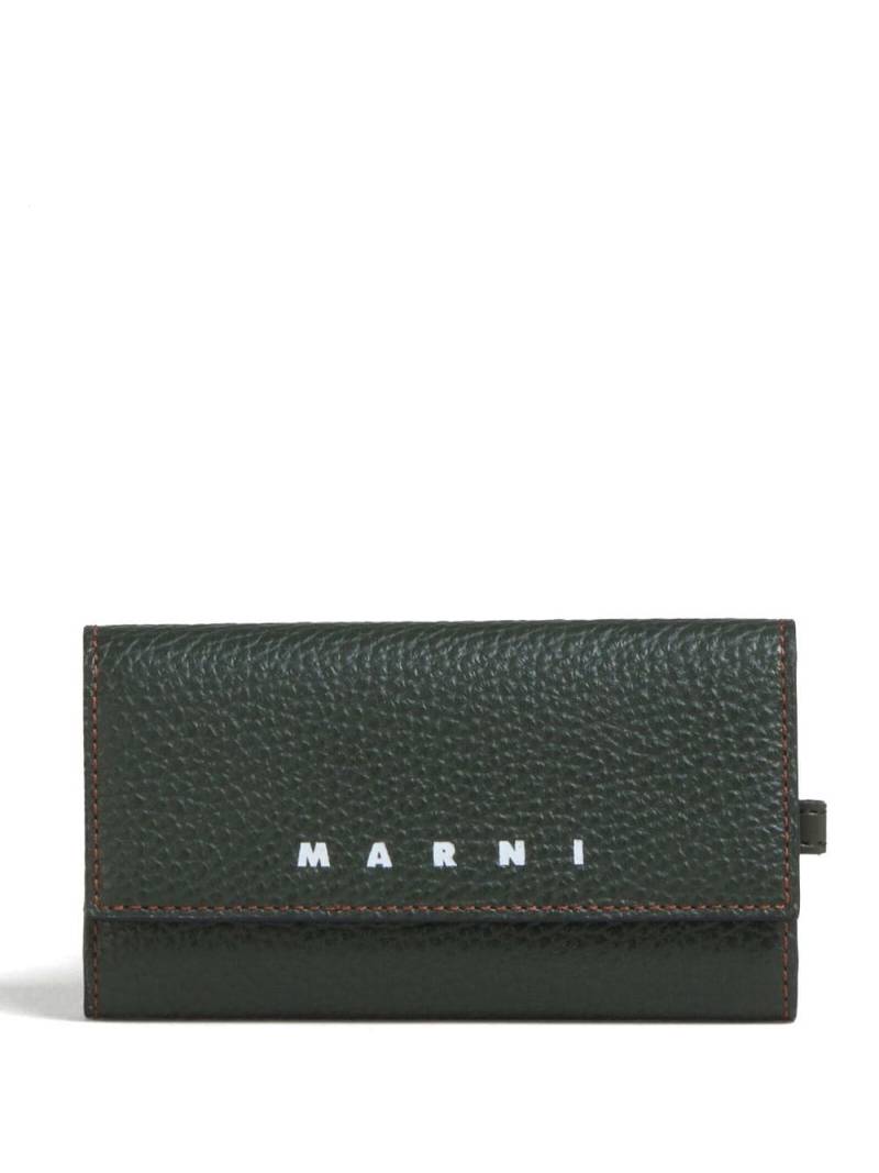 Marni logo-print leather key case - Green von Marni