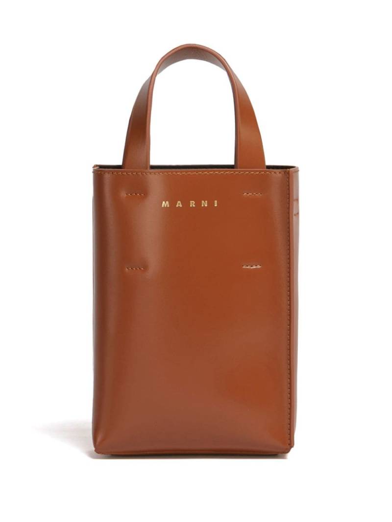 Marni nano Museo leather tote bag - Brown von Marni