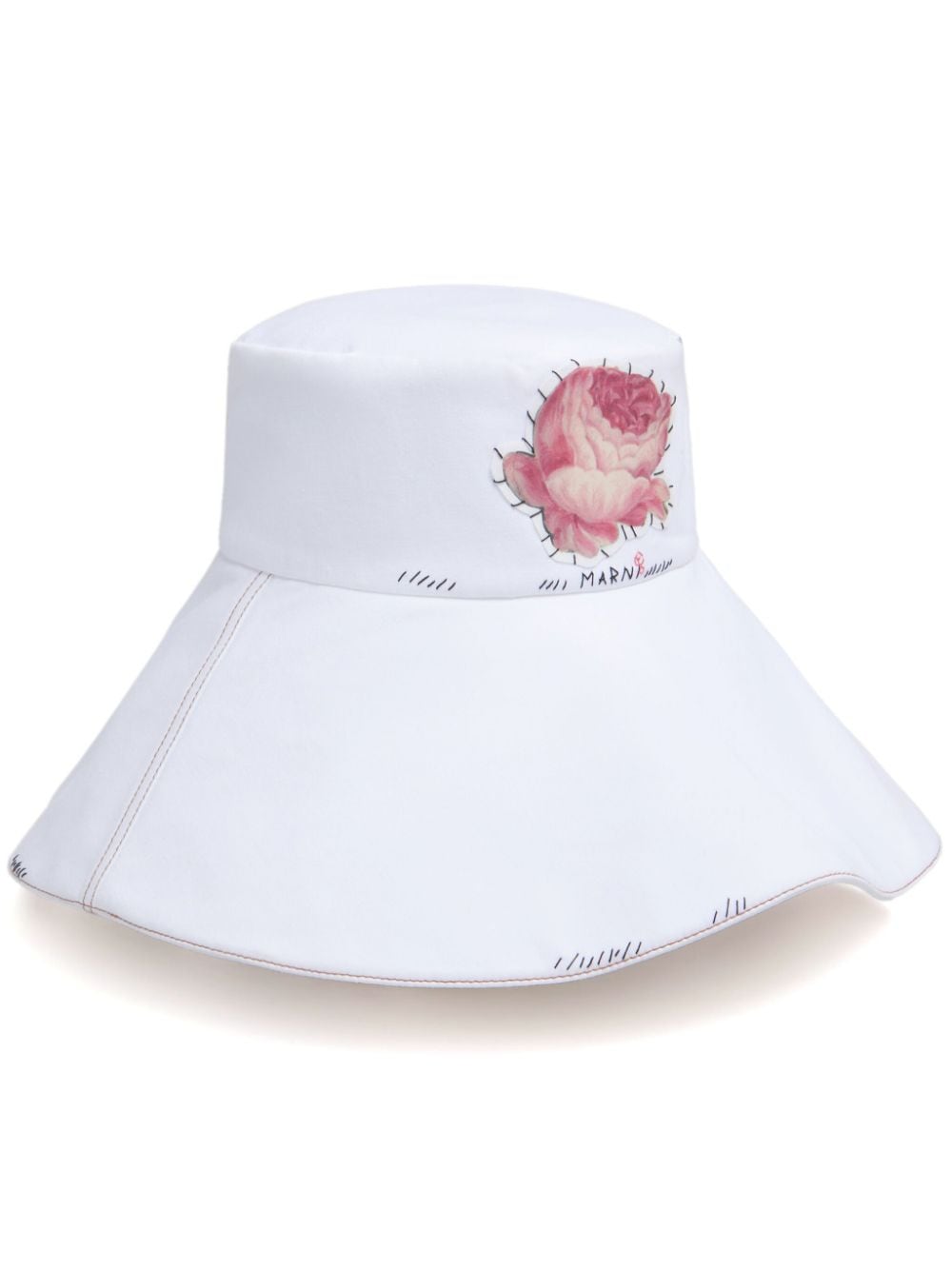 Marni floral-appliqué bucket hat - White von Marni