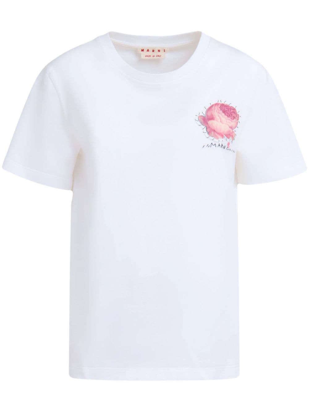 Marni floral-appliqué cotton T-shirt - White von Marni