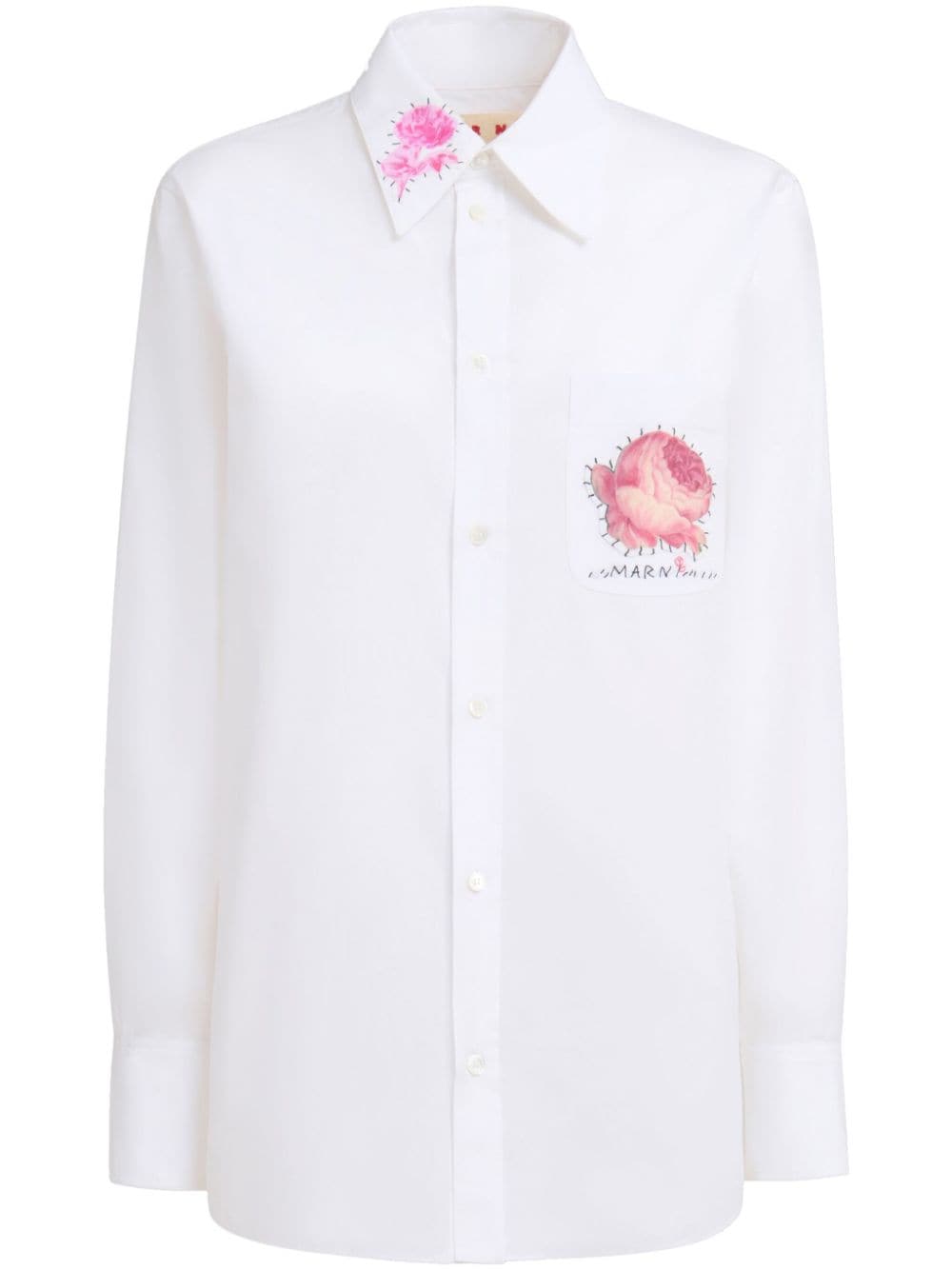 Marni floral-appliqué cotton shirt - White von Marni