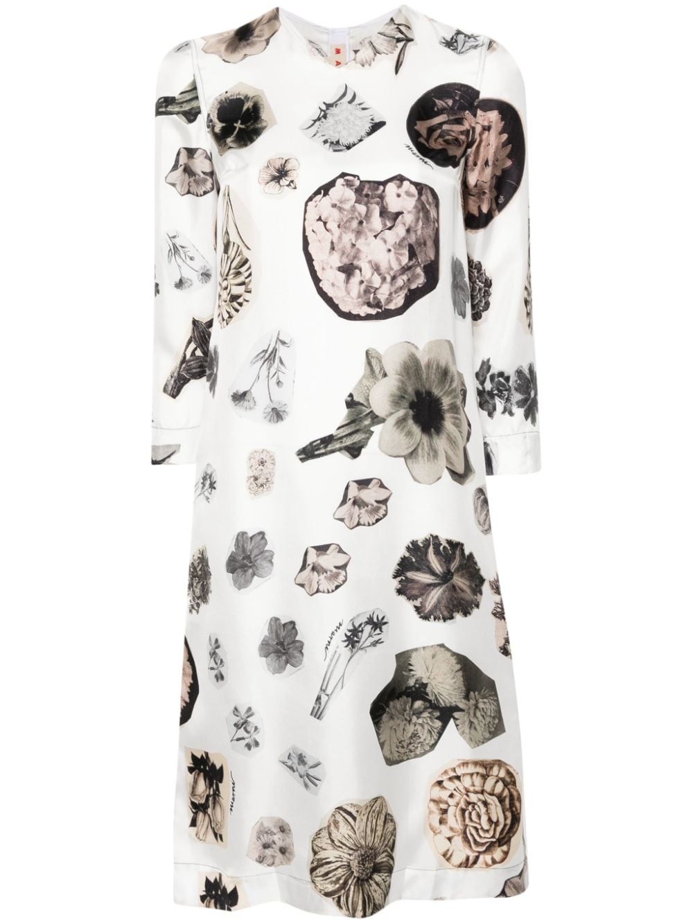 Marni floral collage-print silk dress - White von Marni