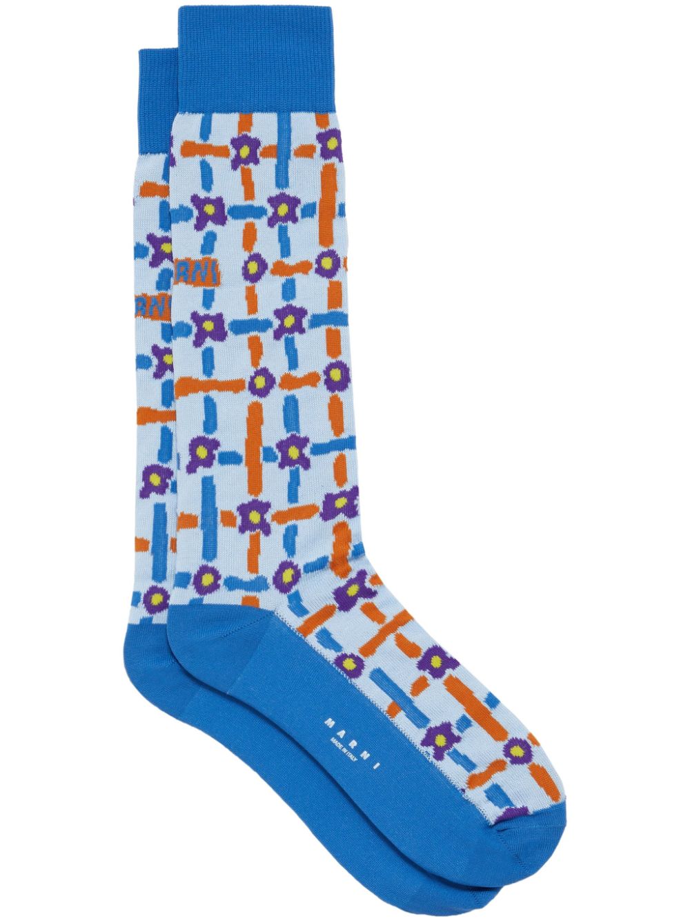 Marni floral-intarsia ankle socks - Blue von Marni