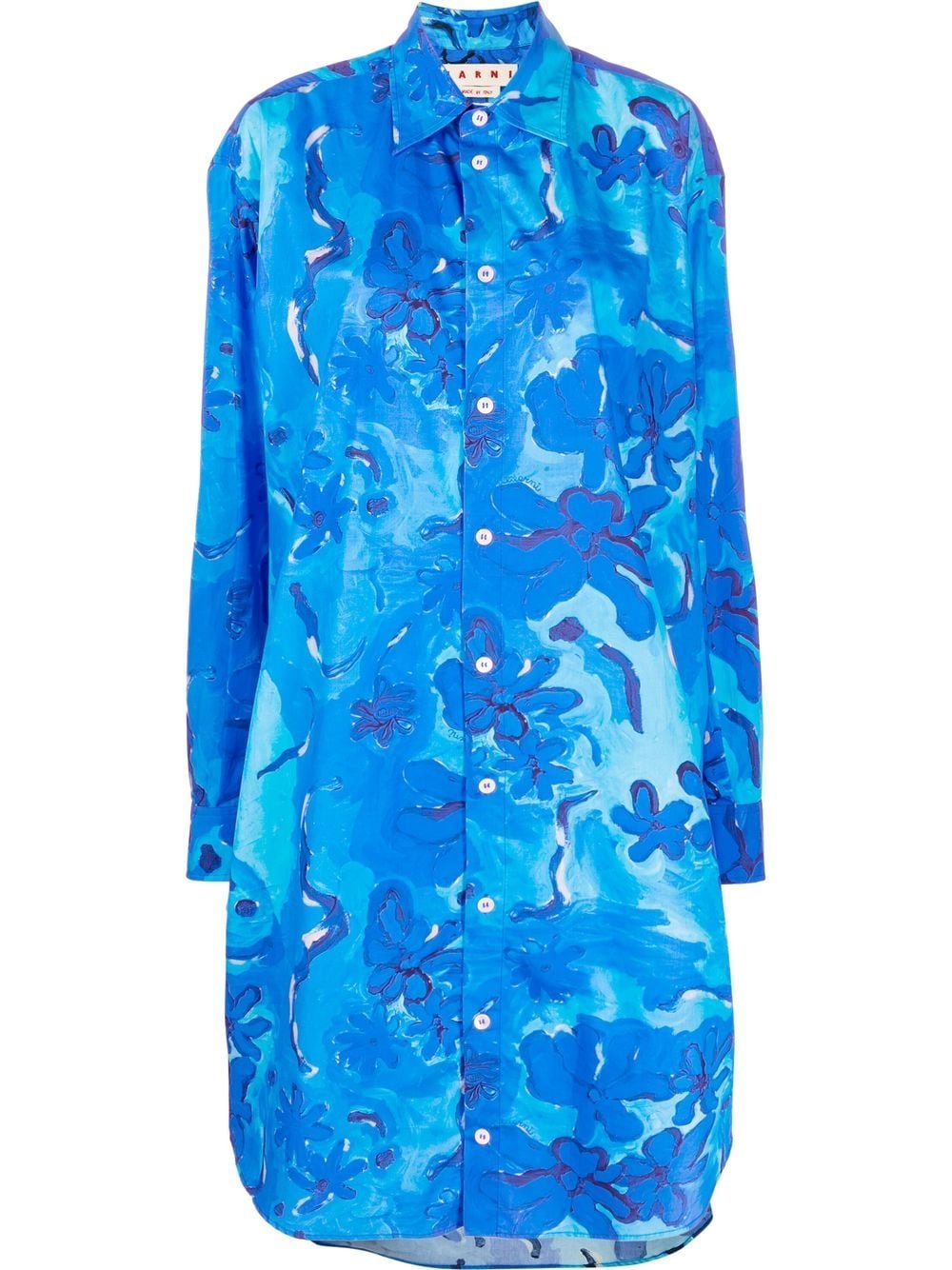 Marni floral pattern shirt dress - Blue von Marni
