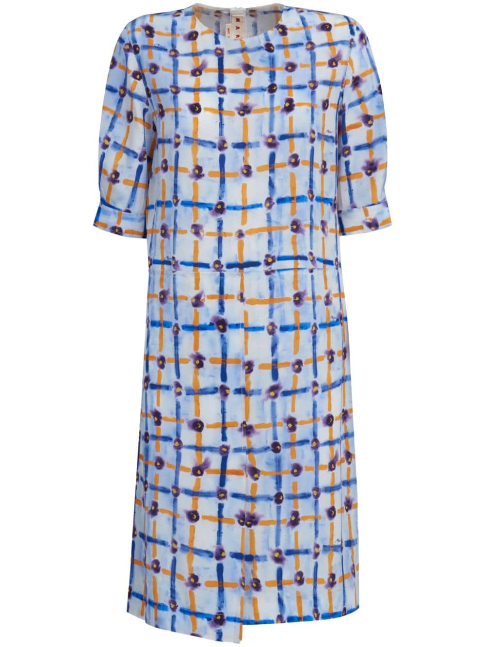 Marni floral-print asymmetric midi dress - Blue von Marni