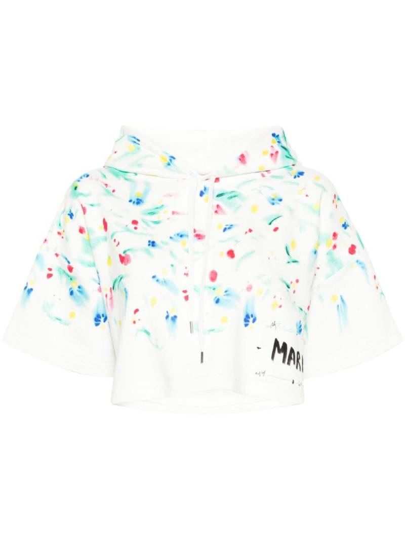 Marni floral-print cotton hoodie - White von Marni