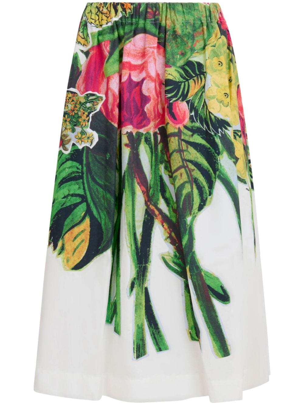 Marni floral-print cotton midi skirt - White von Marni