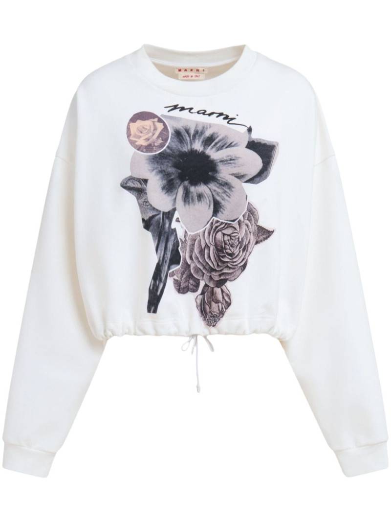 Marni floral-print cotton sweatshirt - White von Marni