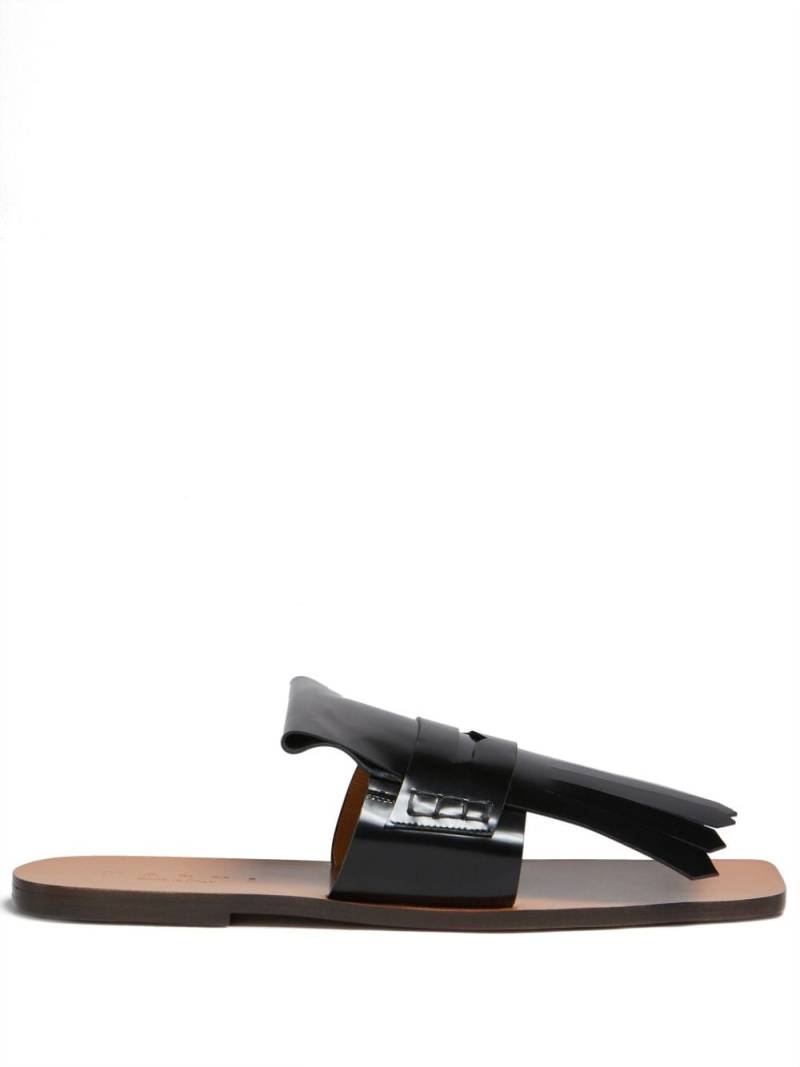 Marni fringed leather flat sandals - Black von Marni