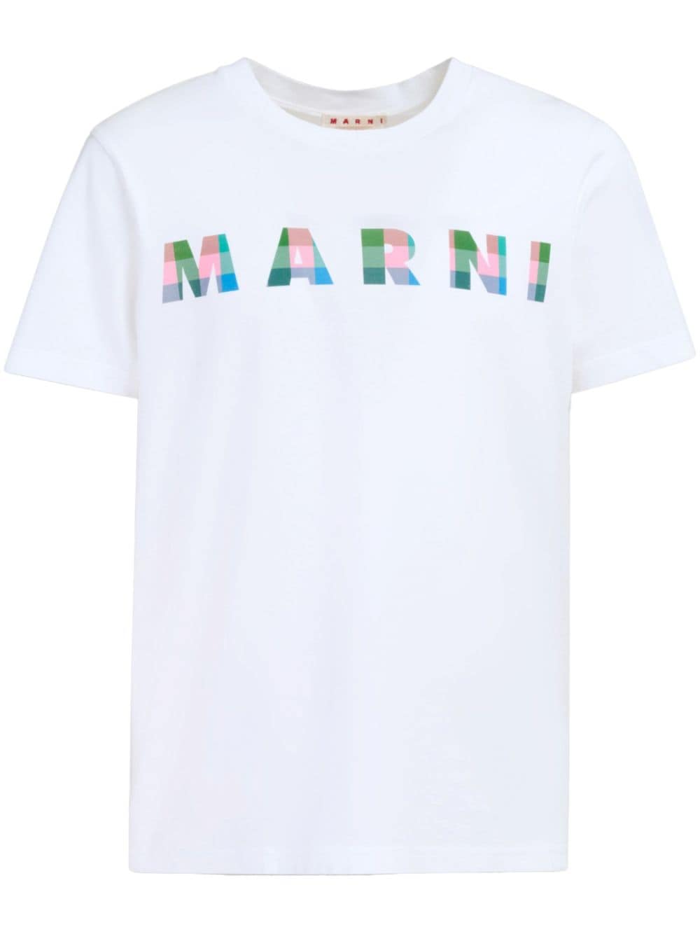 Marni gingham logo-print cotton T-shirt - White von Marni