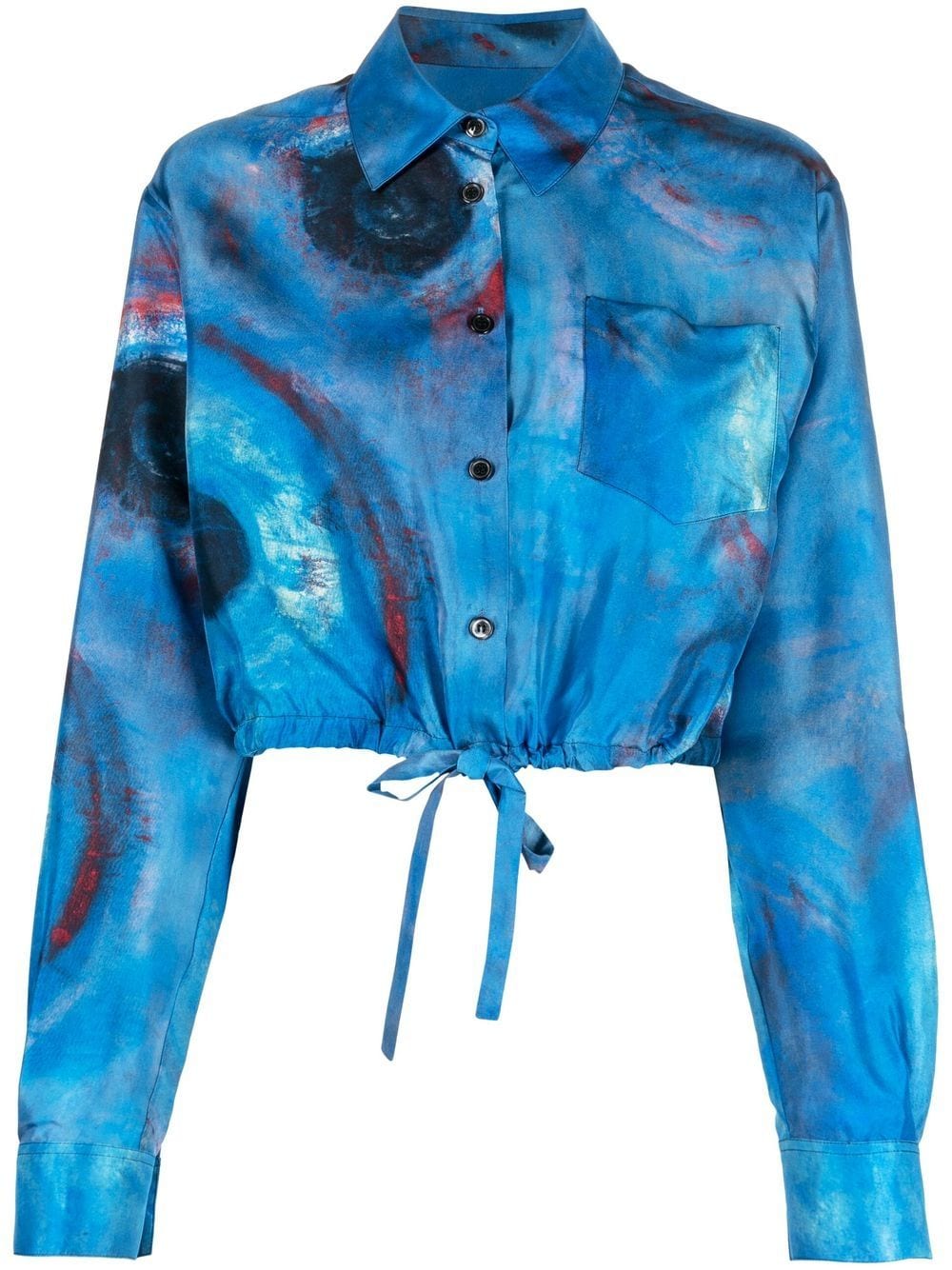 Marni graphic-print cropped shirt - Blue von Marni