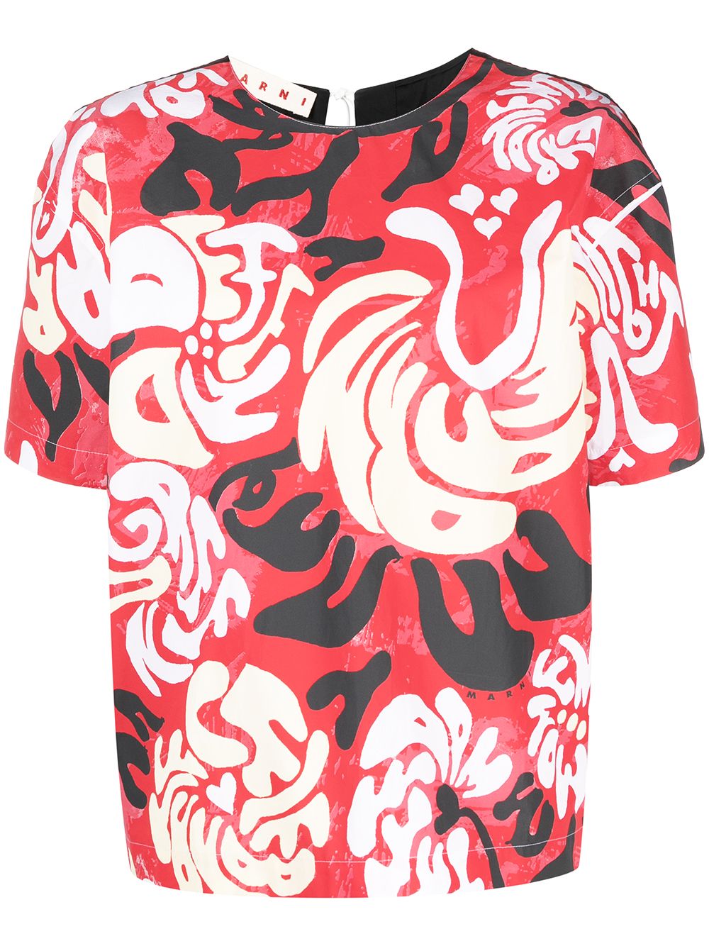 Marni graphic print short sleeve blouse - Red von Marni