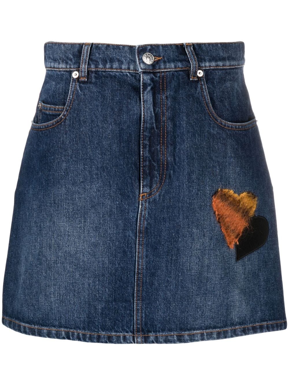 Marni heart-appliqué denim miniskirt - Blue von Marni