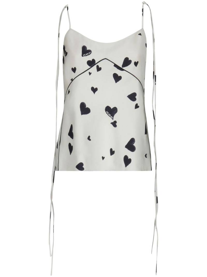 Marni Bunch of Hearts silk camisole top - White von Marni