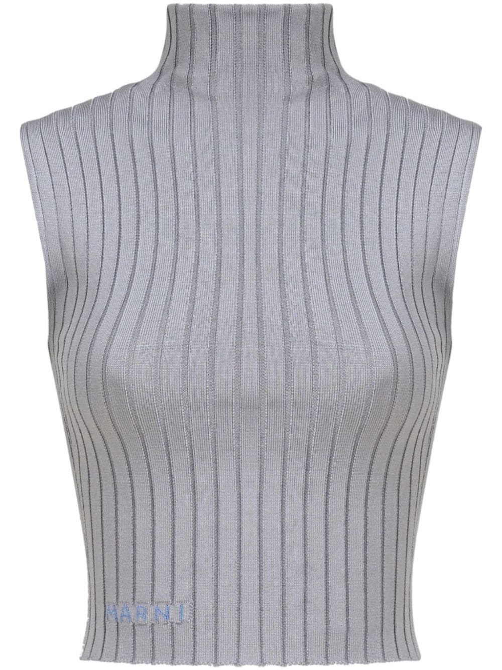 Marni high-neck ribbed top - Grey von Marni