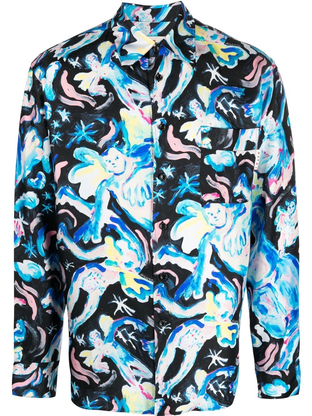 Marni illustration-print silk shirt - Black von Marni