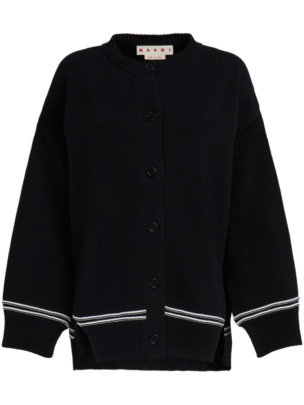 Marni intarsia-knit logo cotton cardigan - Black von Marni