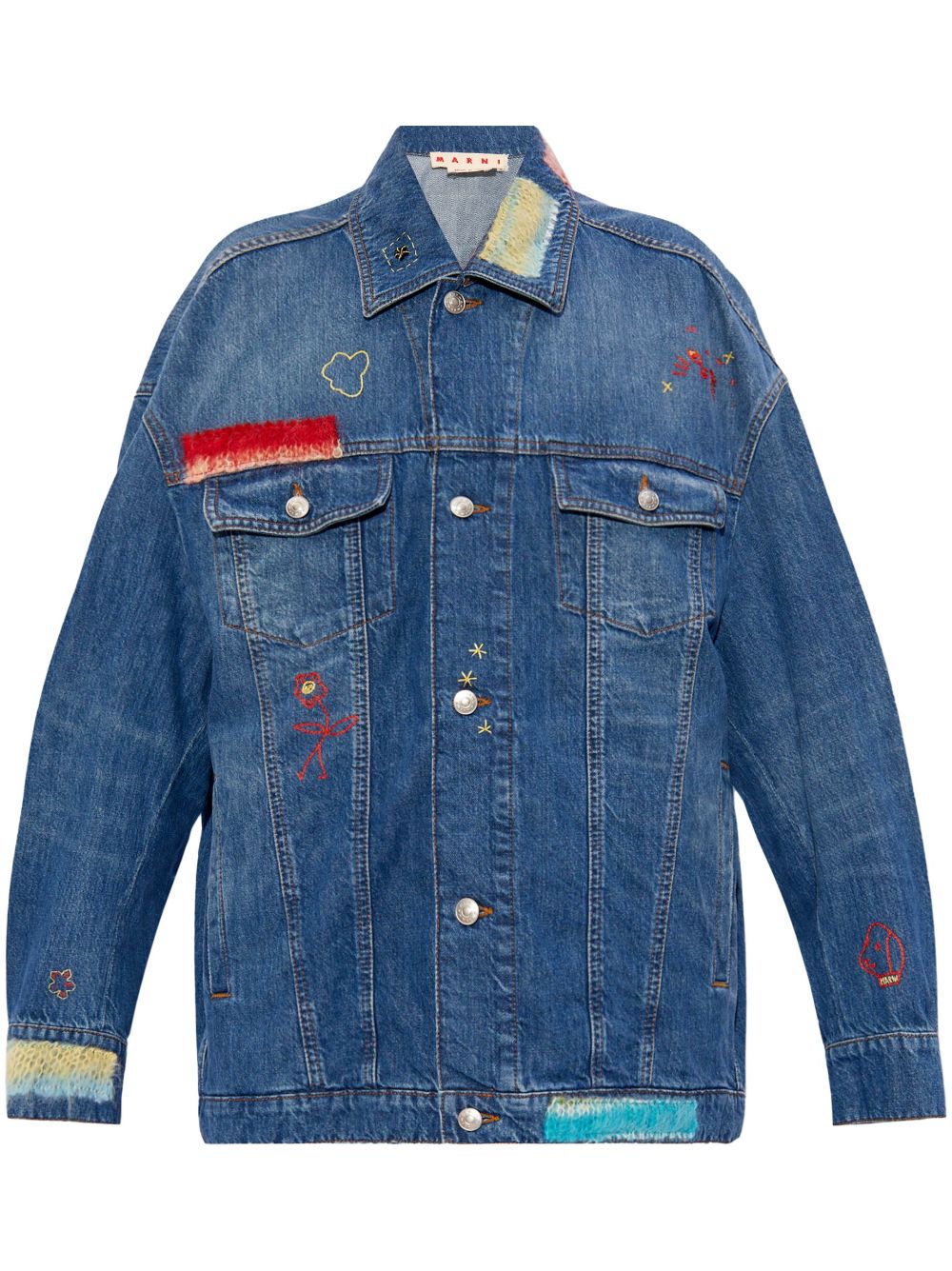 Marni knitted-panel denim jacket - Blue von Marni