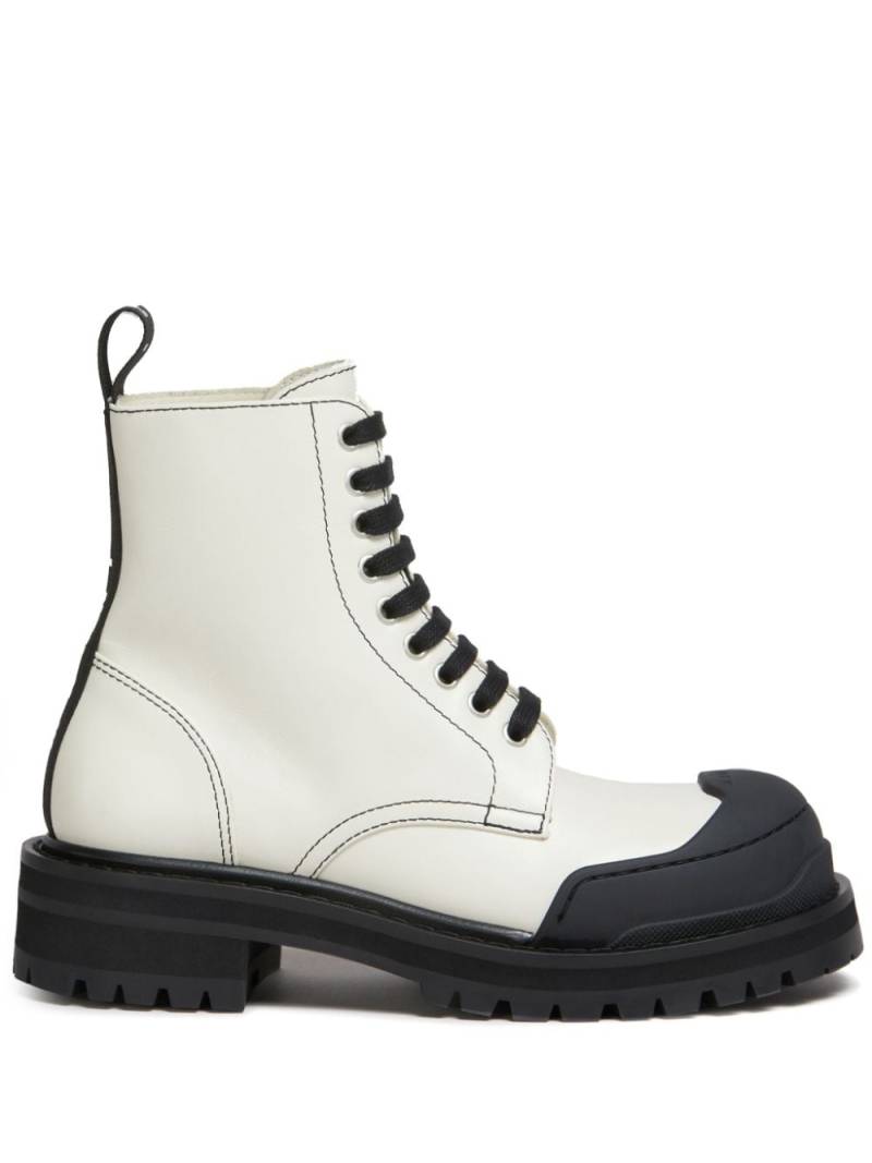 Marni Dada Army leather combat boots - White von Marni