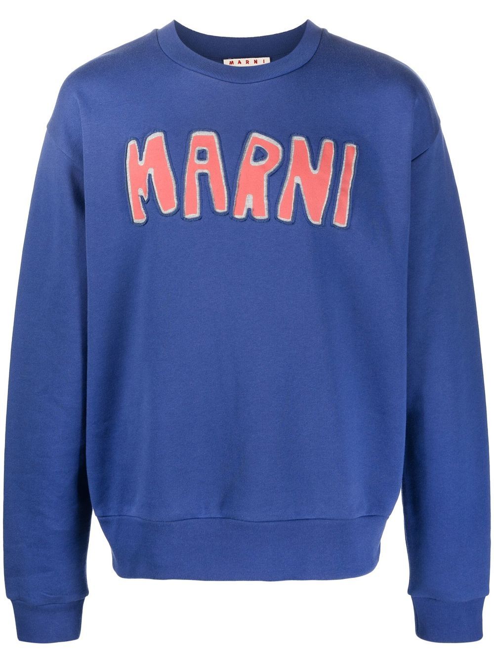 Marni logo-appliqué crew-neck sweatshirt - Blue von Marni