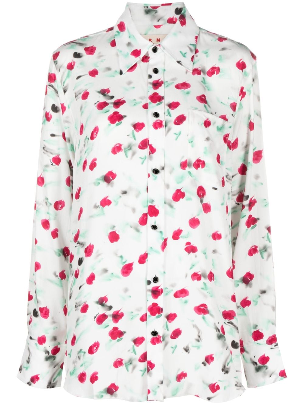 Marni logo-buttons floral-print shirt - White von Marni