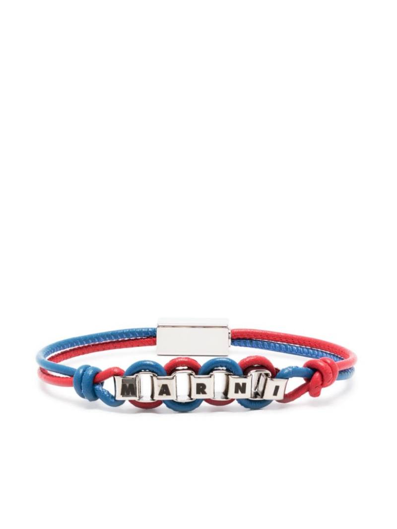 Marni logo-chain leather bracelet - Red von Marni