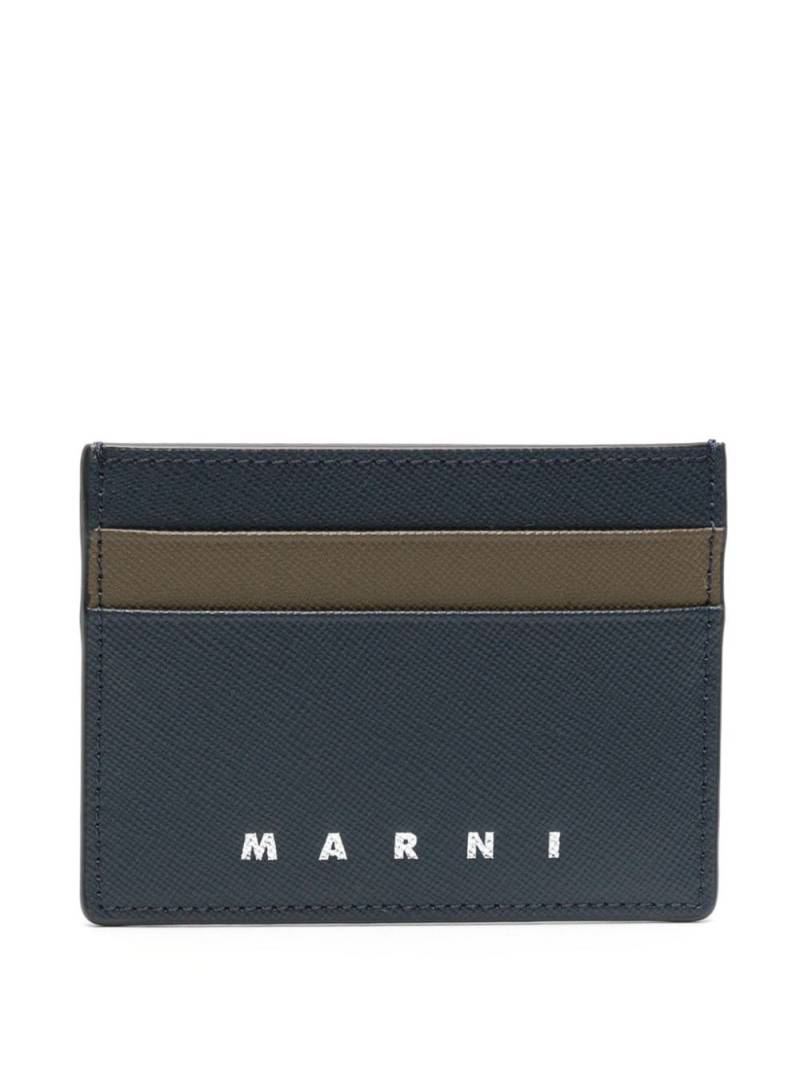 Marni logo-debossed leather cardholder - Blue von Marni