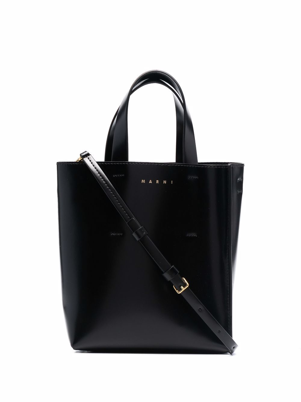 Marni mini Museo leather tote bag - Black von Marni