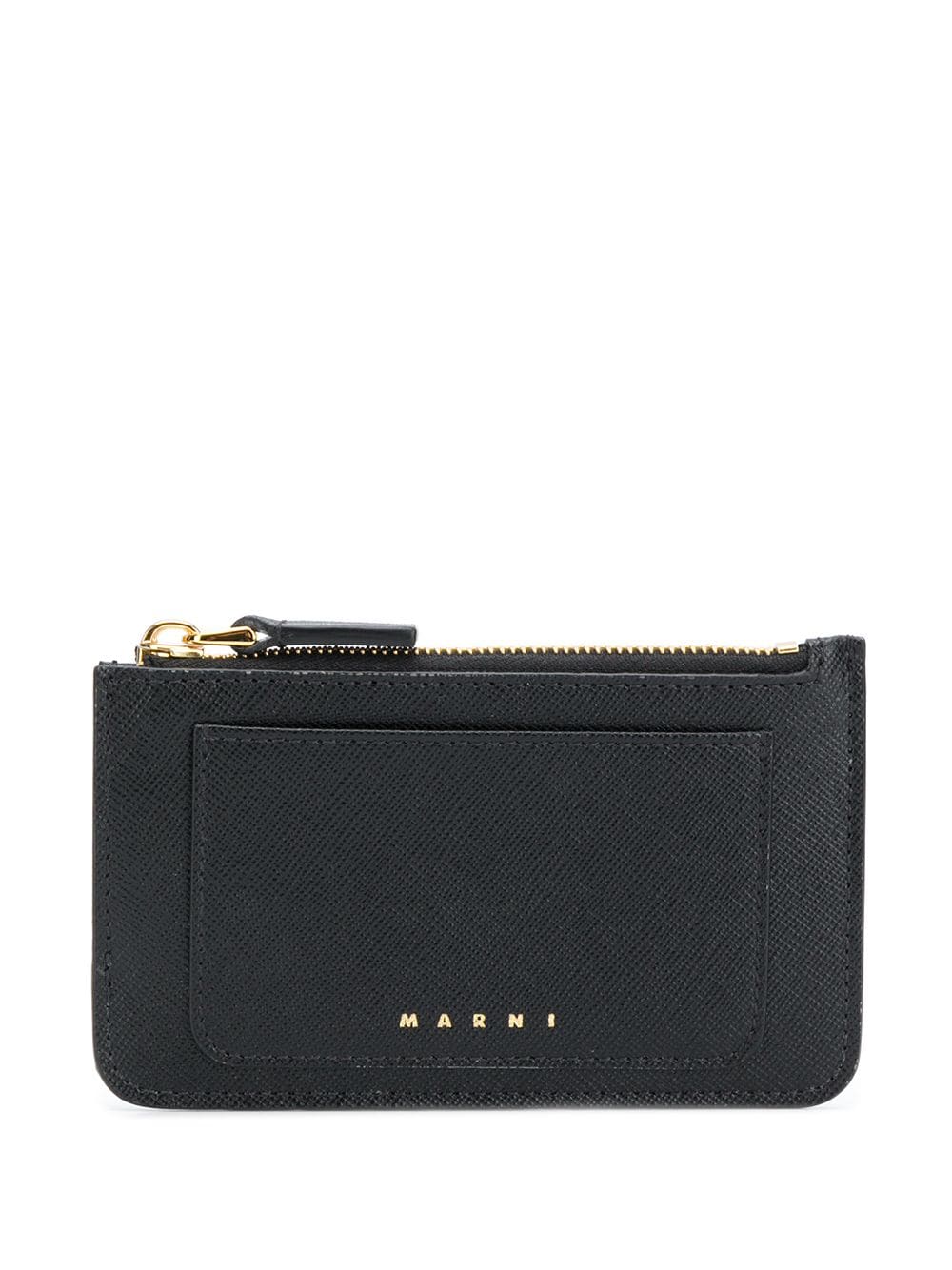 Marni logo-print leather card holder - Black von Marni