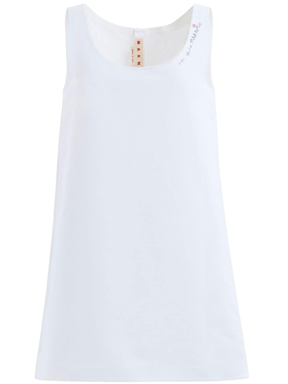 Marni logo-embroidered cotton minidress - White von Marni