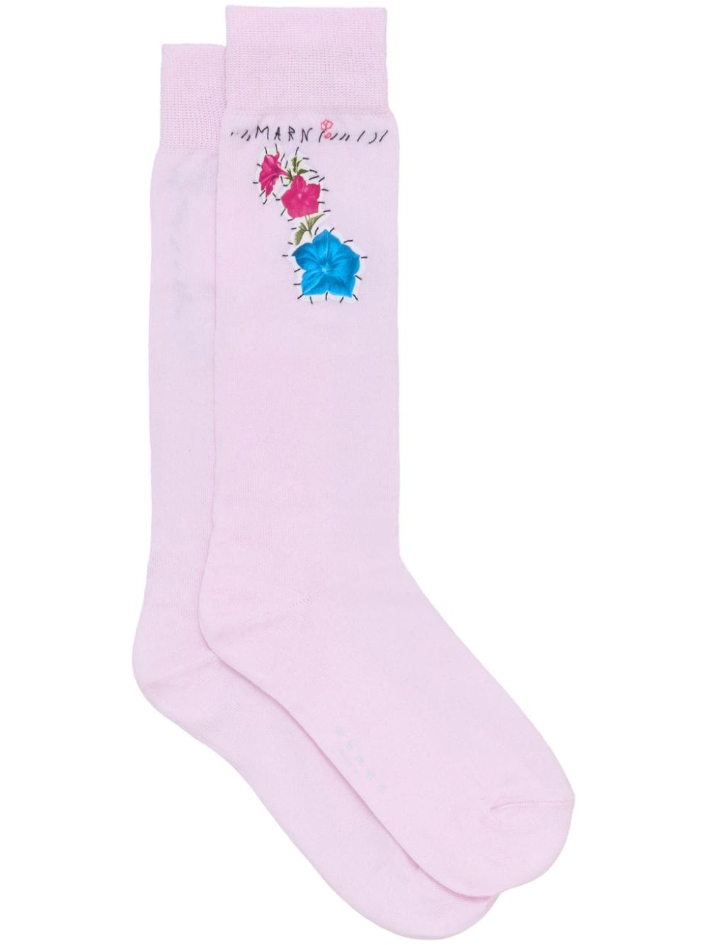 Marni logo-embroidered floral appliqué socks - Pink von Marni