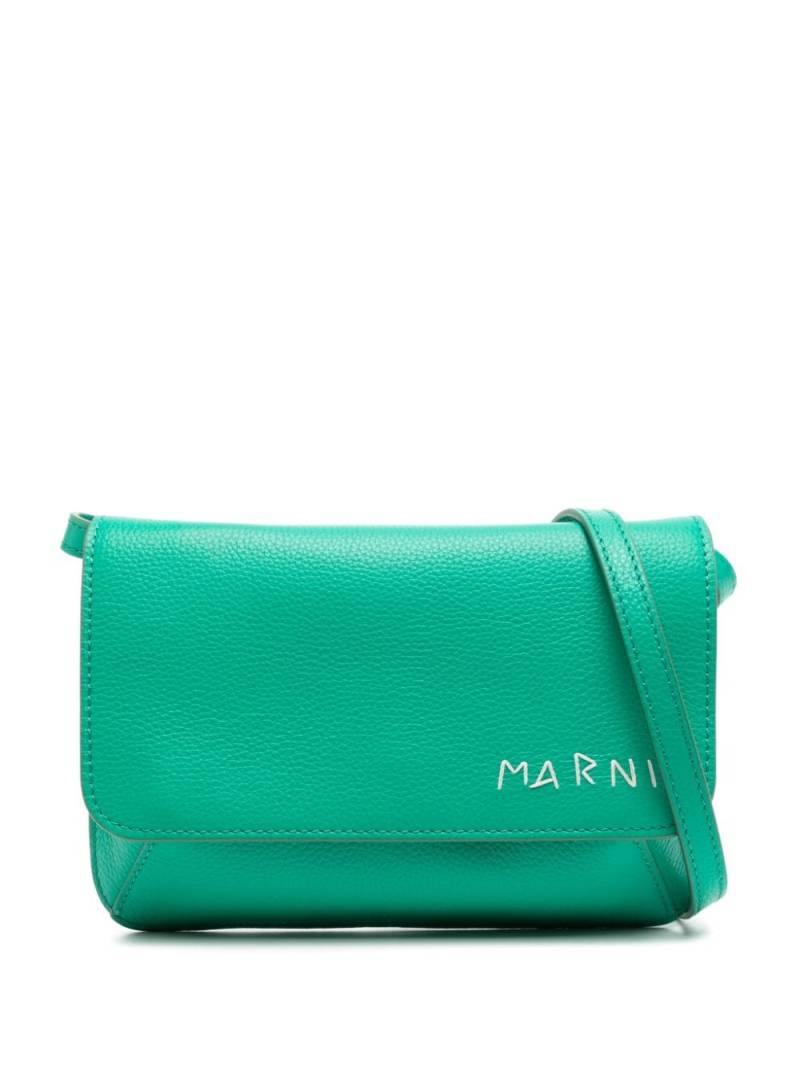 Marni logo-embroidered leather bag - Green von Marni